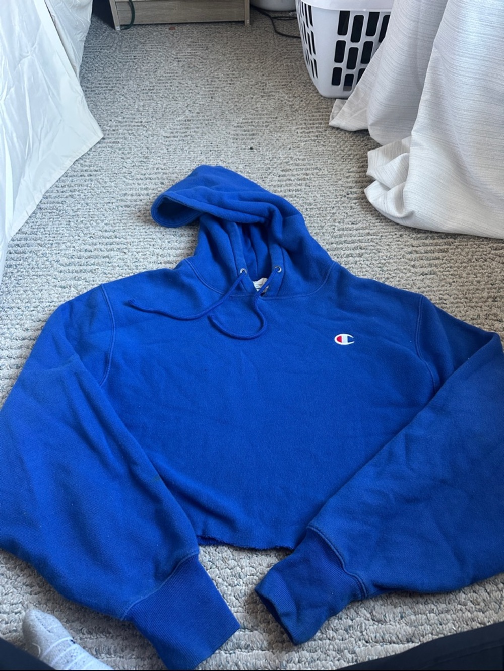 Champion Royal Blue Cropped Hoodie Sweatshirt